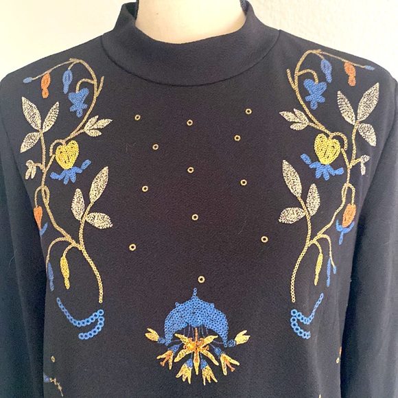 Elegant Zara loose-fitting black dress with embroidery - Picture 2 of 5